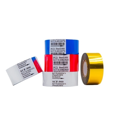 Stampa di codici a barre Compatibile Foglio di stampaggio a caldo in argento LC1 25mm*100m per imballaggio di etichette
