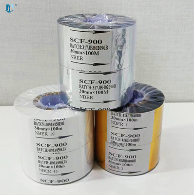 Nastro di timbro a caldo Nastro di codice a barre serie 30*100 in colore nero con effetto stampa