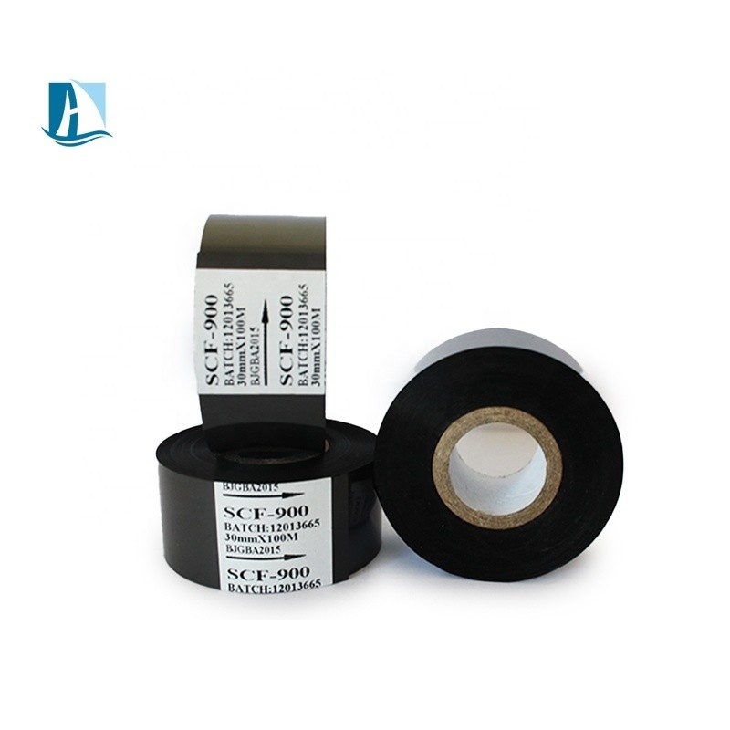 30mm * 100m LC1 Hot Stamping Foil Roll Black Coding Ribbons per la stampa della data di scadenza