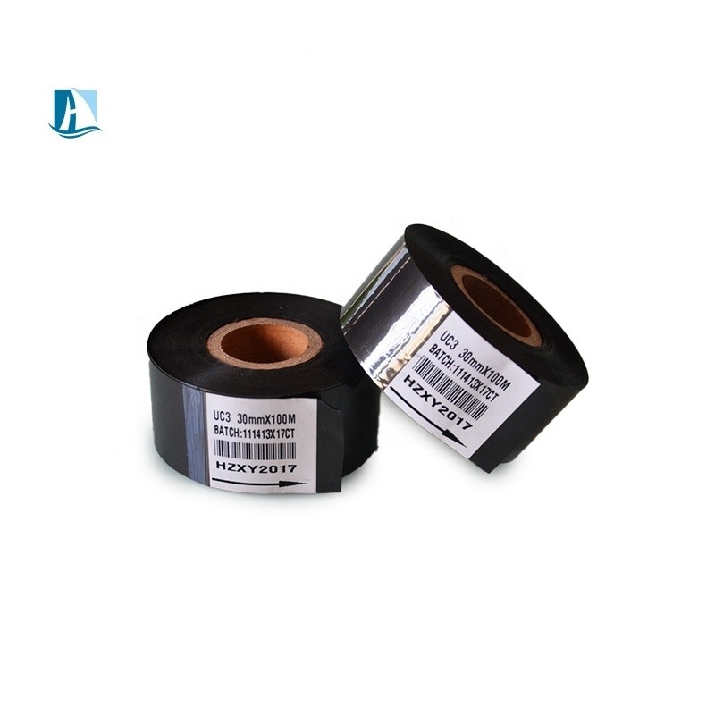 Riflettere 30mm * 100m Hot Stamping Nastro in nero per lotto Data di scadenza macchina di codifica